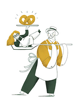 Character illustration for the bakery Bakkersdochter located in the city of Hasselt